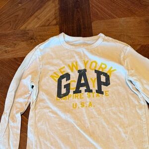 GAP Kids White and Yellow New York Long Sleeve Tee